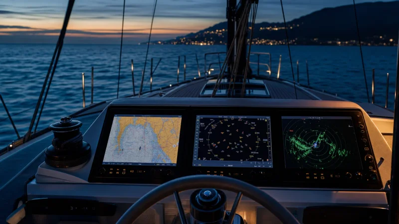 GPS, AIS и морской радар на посту управления парусной яхтой