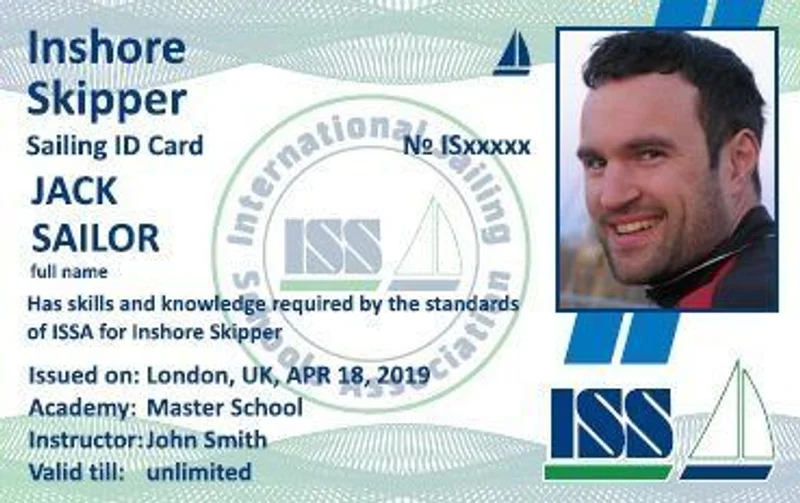 Пример шкиперского сертификата ISSA Inshore Skipper