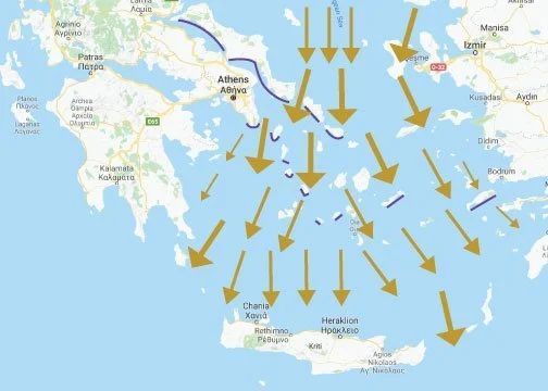 Мельтеми - катабатические ветры в восточном Средиземноморье